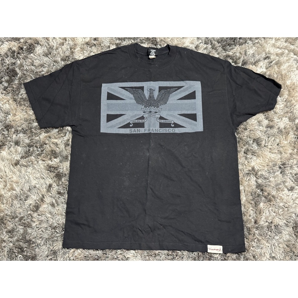 Size XL Diamond Supply Co. Mens Black Union Jack San Francisco Casual T-Shirt